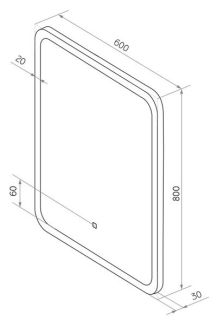 Зеркало с подсветкой Continent Sevilla ЗЛП549 с сенсорным выключателем 80см